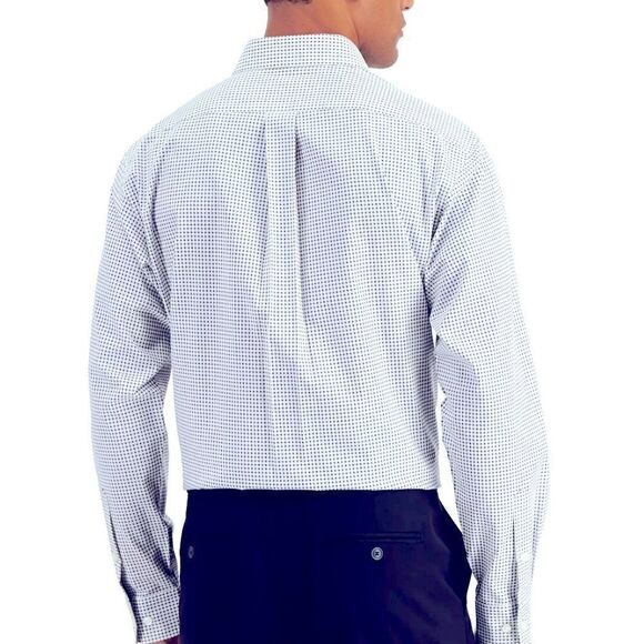CLUB ROOM |Men's Classic/Regular-Fit 
Check Dress Shirt white grey M 15-15 1/2 - Picture 2 of 6